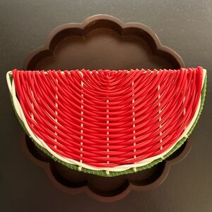 Red & Green Watermelon Slice Woven Baskets Set of 3